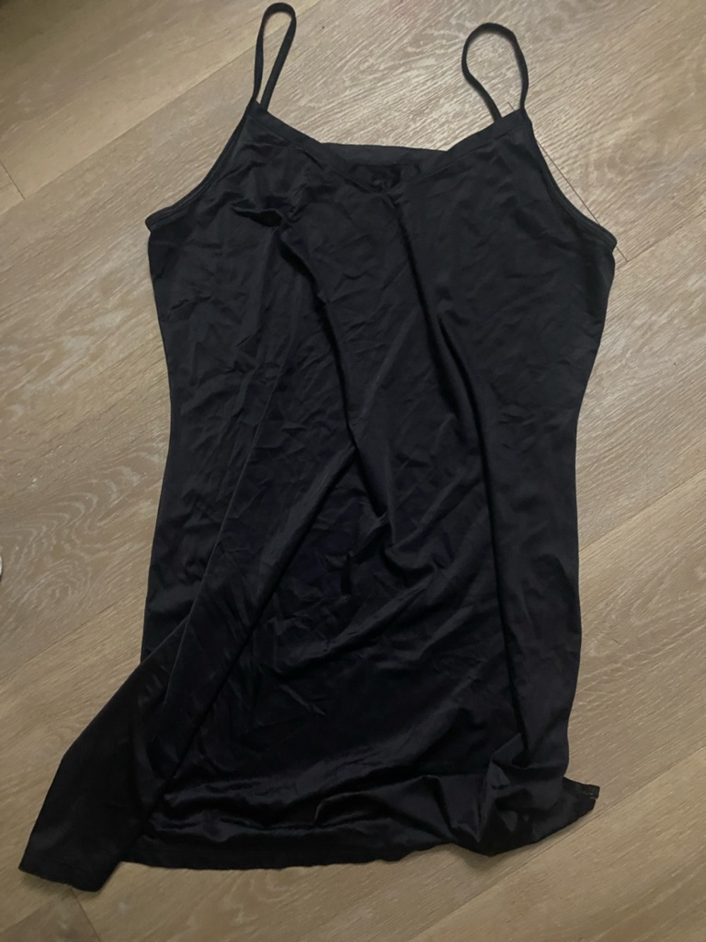 Vassarette Navy Satin Slip with Thin Straps